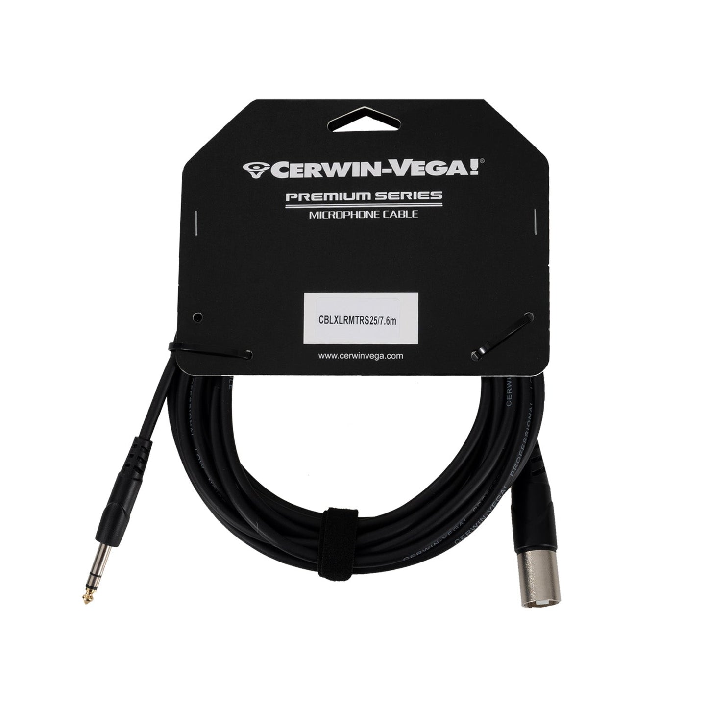 25Ft XLR Male to 1/4" Male Cable - CBLXLRMTRS25 - Cerwin Vega