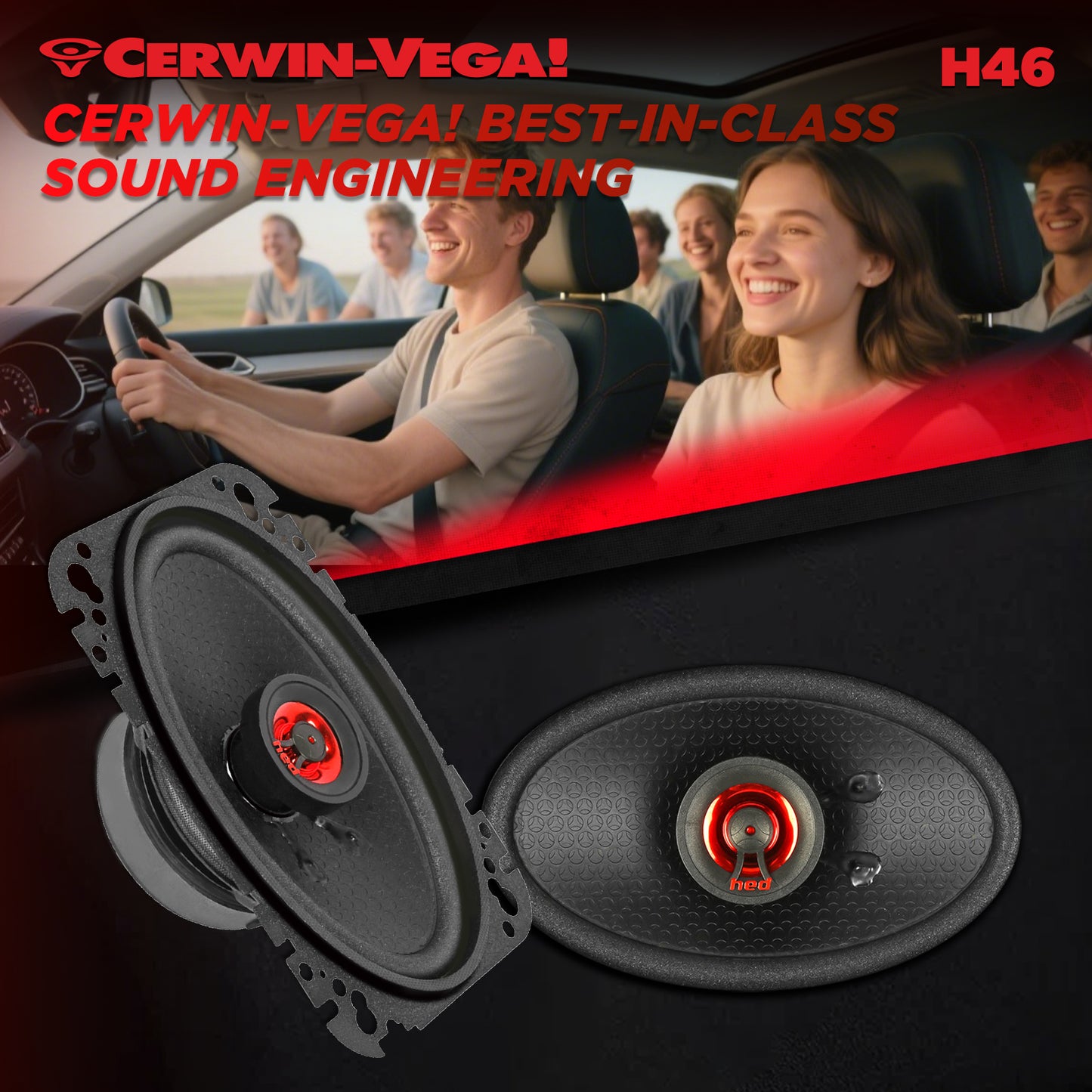 H46 - HED 2025 Edition 4"x6” 2-Way Coaxial Full Range Speaker Set