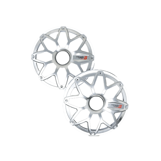 6.5" RPM Stroker Flush Mount Speaker Grill, White/Stainless (Pair) - SM65FGW - Cerwin Vega