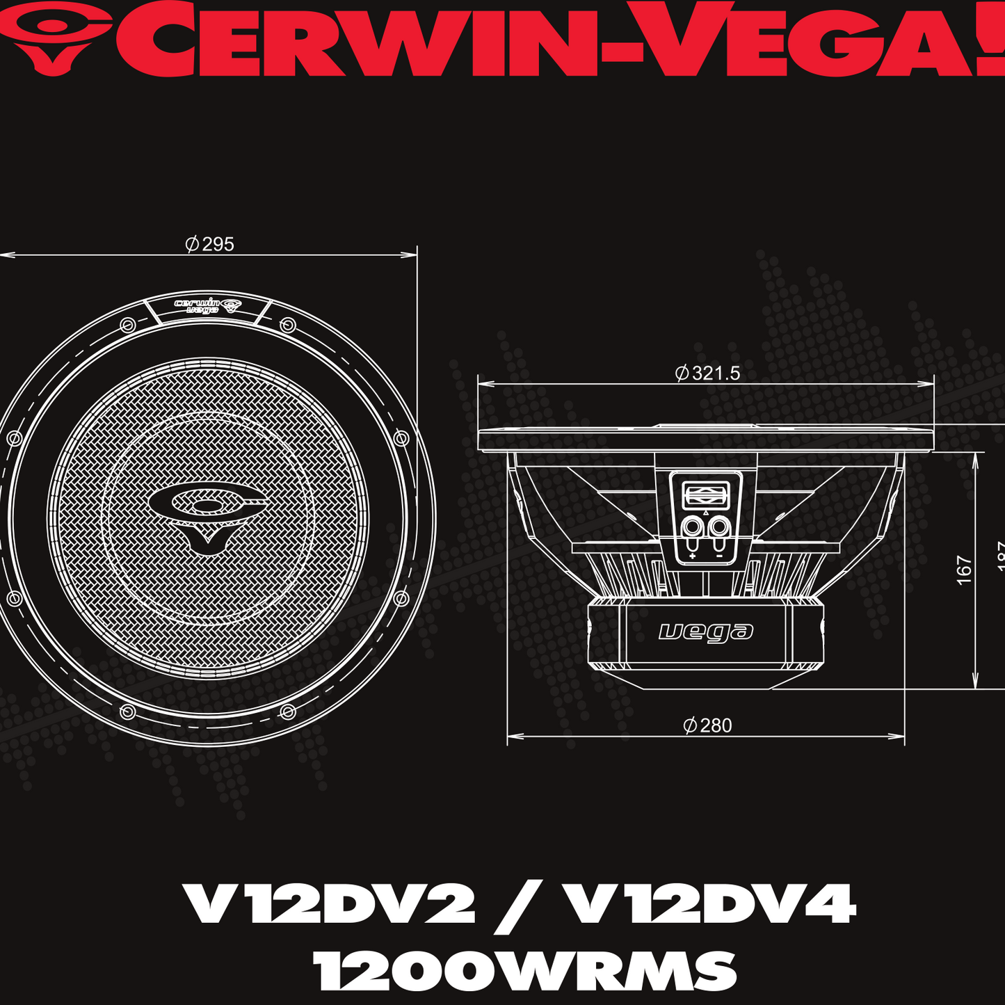 Vega 2025 Edition Subwoofer - 12" 2Ω DVC subwoofer - V12DV2