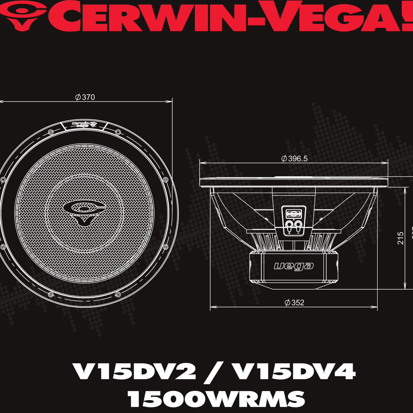 Vega 2025 Edition Subwoofer - 15" 2Ω DVC subwoofer - V15DV2