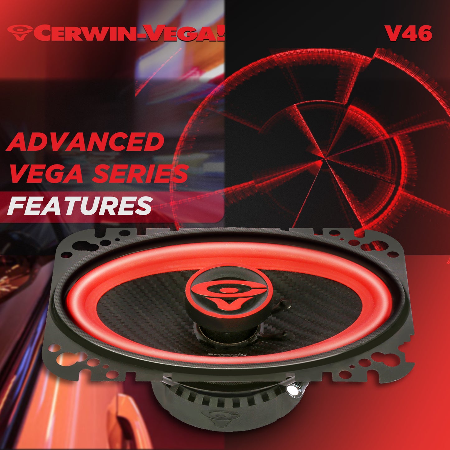 Vega 2025 Edition - 4"x6" 2-Way Coaxial Full Range Speakers (4Ω) - V46