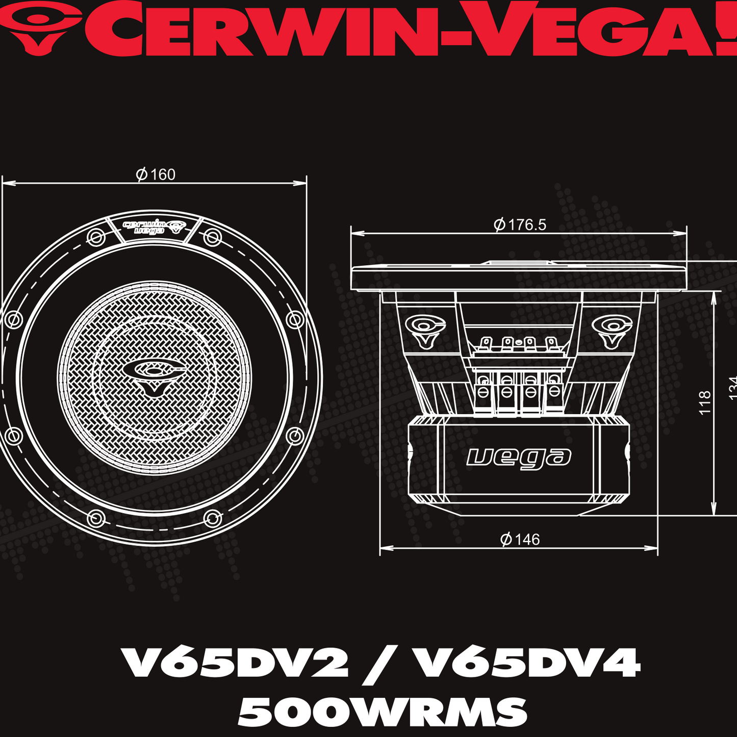 Vega 2025 Edition Subwoofer - 6.5"2Ω DVC subwoofer - V65DV2
