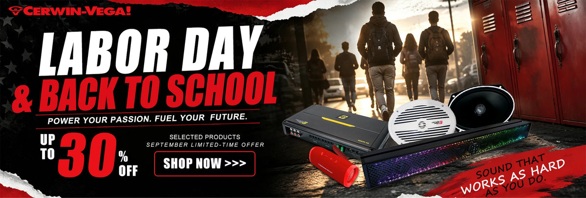 Cerwin-Vega September featured banner – shop car, pro, home, and powersports audio