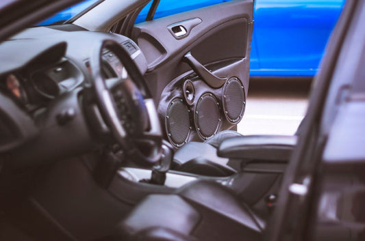 An audio system in a car door.