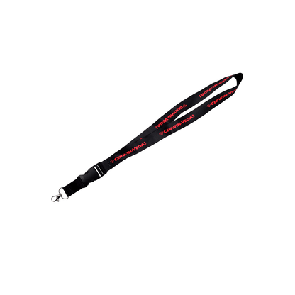 The sleek Cerwin-Vega Mobile Lanyard (CVMLANR) showcases red "CENTURYLINK" text and logos on a black strap. It features a silver clasp for ID badges or keys, combining functionality and style against a white backdrop.