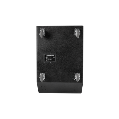 The Cerwin-Vega EL-36D, an 18" Passive Horn Subwoofer with Tour Shield, features a black textured cabinet, side view, four wheels for easy transport, and a top-center control panel—ideal for robust sound delivery and showcasing industrial design.