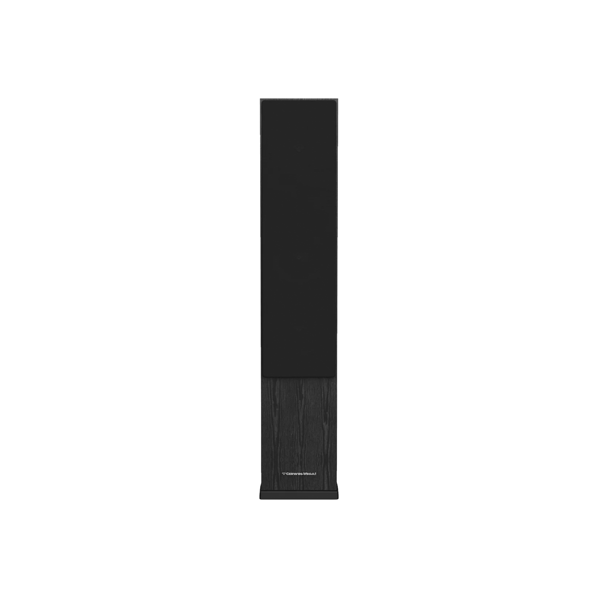 The tall, black DUAL 4” 3-WAY TOWER SPEAKER-LA44 exudes modern style with a sleek design. Its bottom half features wood grain texture, while the top is smooth with a matte finish. The lower front sports a label reading "TOWER SPEAKERS C1500," promising premium sound in a minimalist piece.