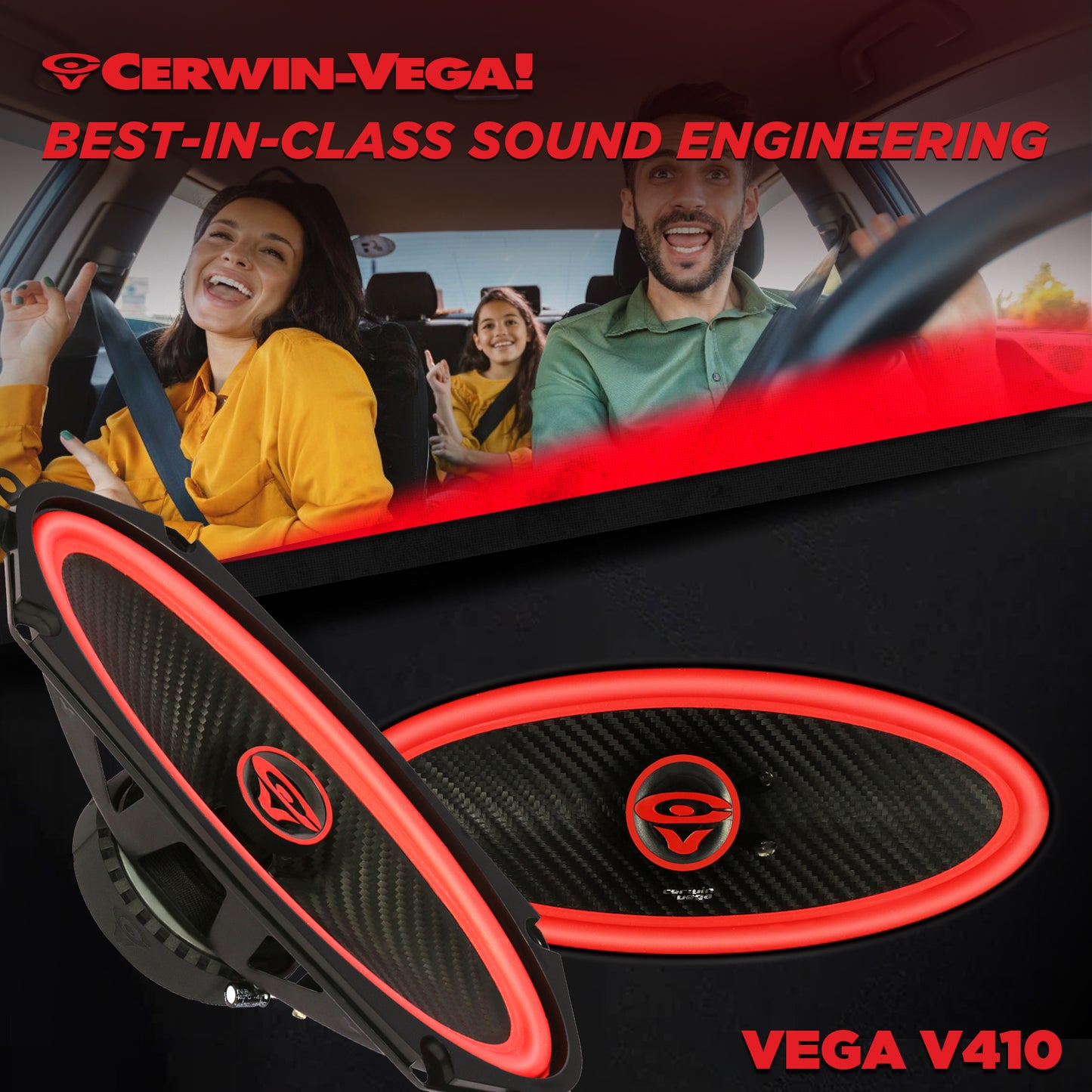 Vega 2025 Edition - 4"x10" 2-Way Coaxial Full Range Speakers (4Ω) - V410