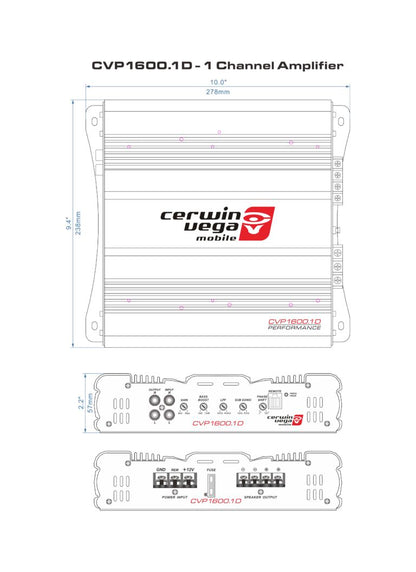 CVP1600.1D - 1 Channel Class AB Amplifier with Bass Control Knob