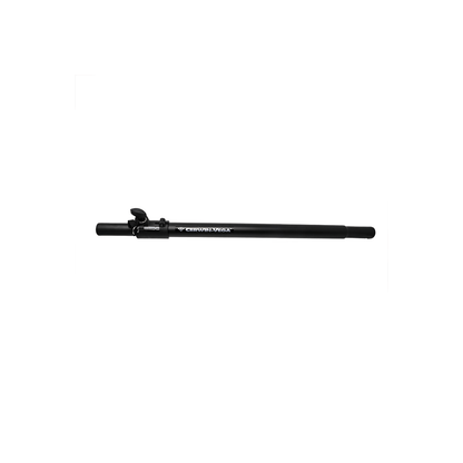 The CVPOLE-1B is a black, cylindrical, adjustable telescoping speaker pole featuring "Cameron Logic" branding in white near the latch. It includes a screw lock for secure length adjustments and has a thicker section toward one end, set against a plain white background.