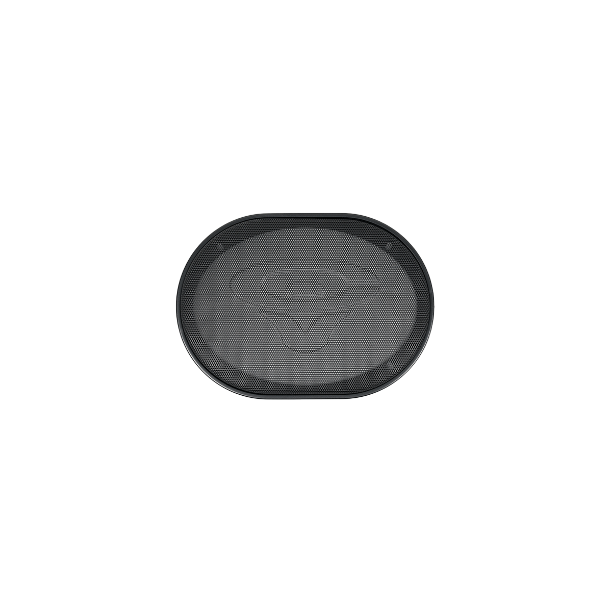 Oval-shaped PH Series Grills in black with a central emblem on a full mesh grille. It offers a sleek, minimalist look against a plain white background.