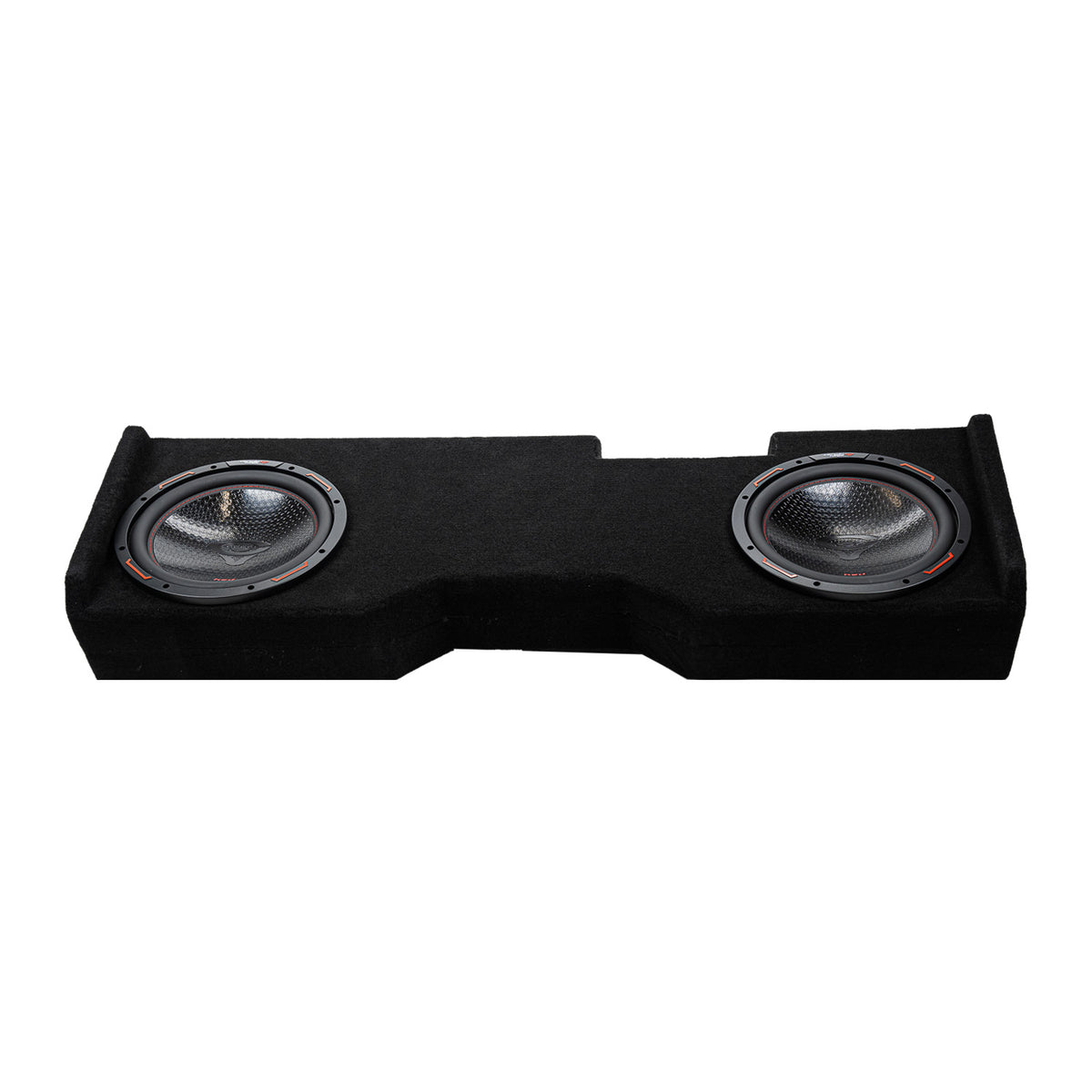 Dual 12" Down-Firing Shallow Subwoofer Enclosure for 2014-Up Chevy Silverado Crew Cab with H12DV2 - H12DV2MDV212NW - Cerwin Vega