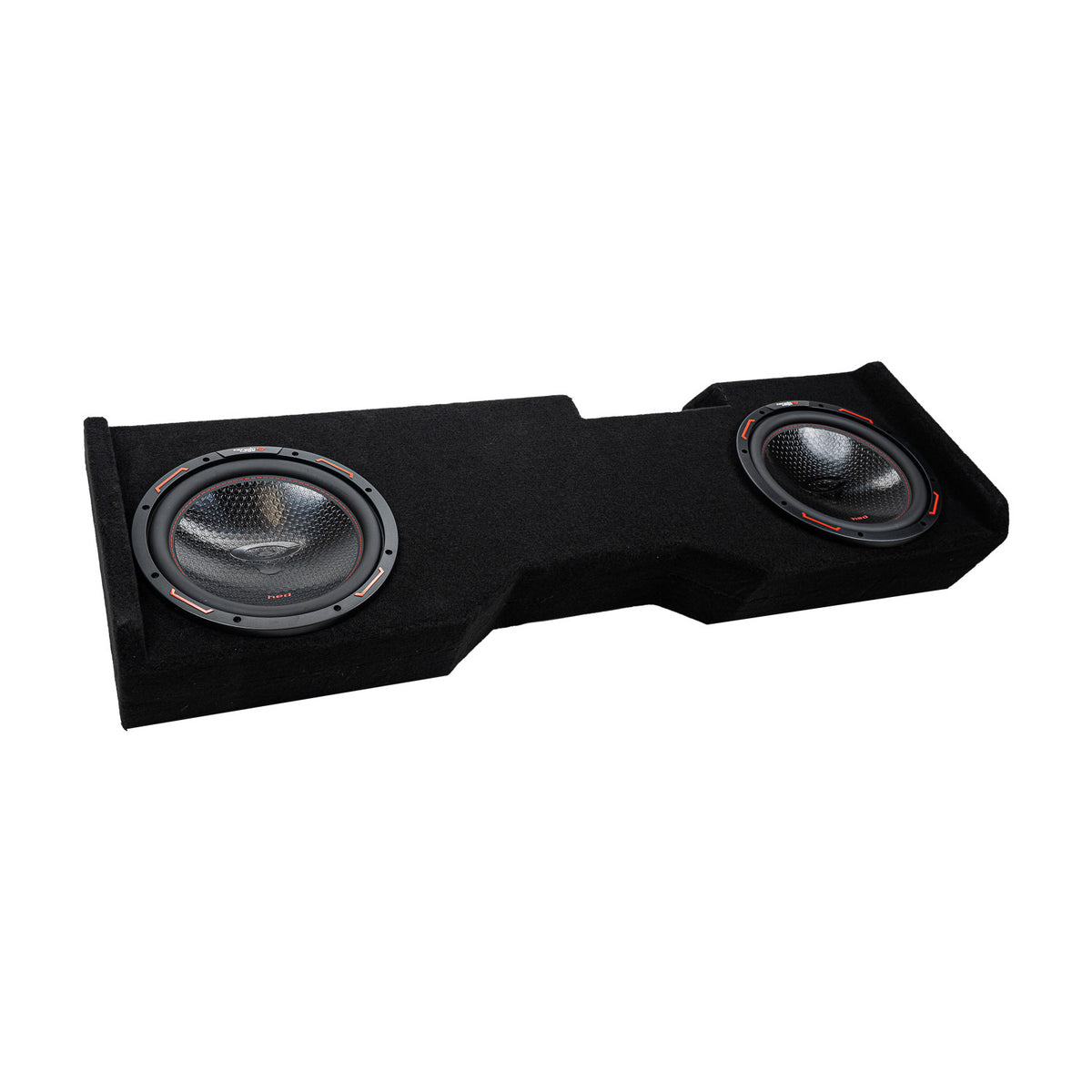 Dual 12" Down-Firing Shallow Subwoofer Enclosure for 2014-Up Chevy Silverado Crew Cab with H12DV2 - H12DV2MDV212NW - Cerwin Vega