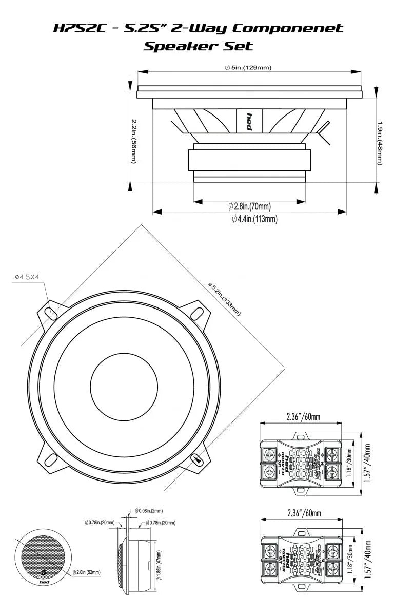 5.25" HED 2-Way Component Speakers - H7525C - Cerwin Vega