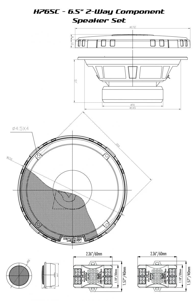 6.5" HED 2-Way Component Speaker System - H765C - Cerwin Vega