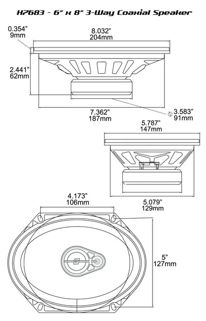 6"× 8" HED 3-Way Coaxial Speakers - H7683 - Cerwin Vega