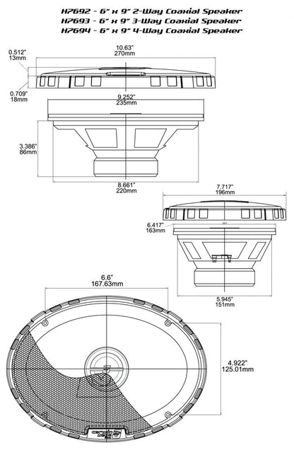 6"×9" HED 4-Way Coaxial Speakers - H7694 - Cerwin Vega