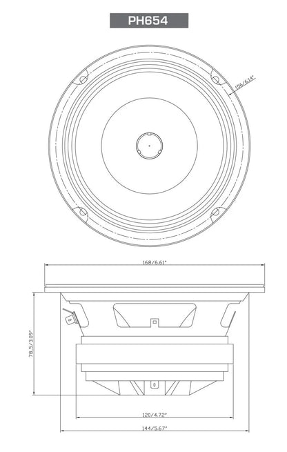 6.5" PRO Series 2-Way Full-Range Coax Horn Speakers - PH654 - Cerwin Vega
