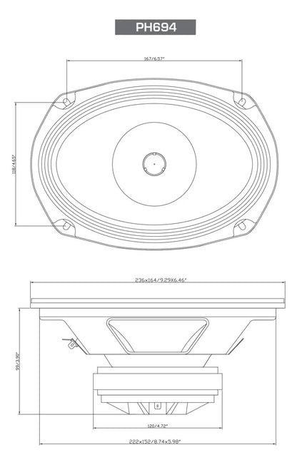 6"x 9" PRO Series 2-Way Full-Range Coax Horn Speakers - PH694 - Cerwin Vega