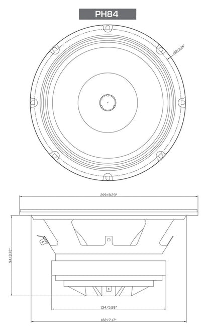 8" PRO Series 2-Way Full-Range Coax Horn Speakers - PH84 - Cerwin Vega