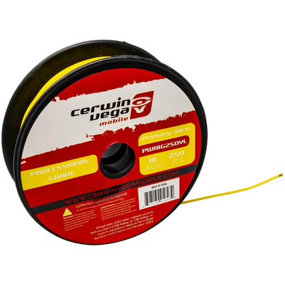 18 Gauge Primary Wire Yellow 250Ft Spool - PW18G250YL - Cerwin Vega