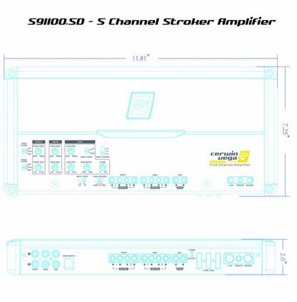 Stroker 5 Channel 1100W RMS Full Range Class-D Digital Mono Amplifier