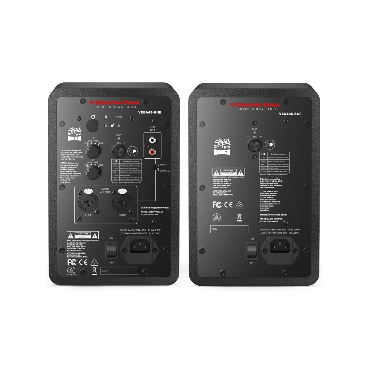 VEGA4SB-PR 4” 2-WAY STUDIO MONITOR PAIR (HUB/SAT) - Cerwin Vega