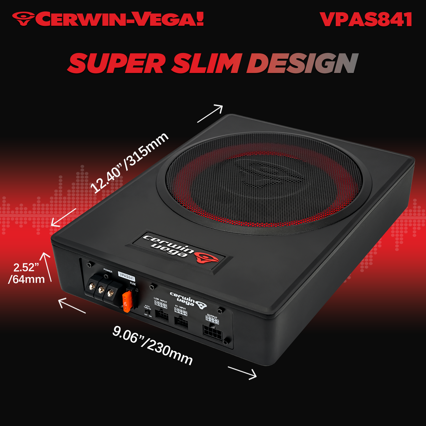 8" UNDER-SEAT BASS SOLUTION WITH VEGA BASS + 4 CHANNEL OUTPUT FOR ADDTIONAL SPEAKERS - VPAS841
