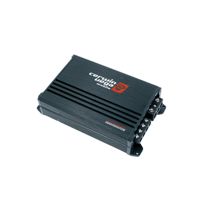 The XED3002D from the Cerwin Vega XED Series is a black 2-Channel Class-D mobile audio amplifier. Its compact rectangular design features the iconic logo in white and red, multiple side connection ports, and ribbed sections for heat dissipation to ensure high-performance car audio.