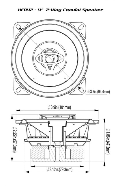 XED Series 4" 2-Way Coaxial Speakers - XED42
