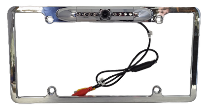 Chrome HD License Plate Frame with Backup Camera - CLF1C