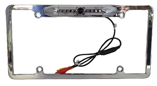 Chrome HD License Plate Frame with Backup Camera
