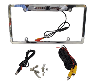 Chrome HD License Plate Frame with Backup Camera