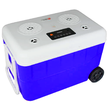 55QT Blue Cooler with 6.5" 2-Way Marine Built-In Speakers, BT Streaming, Phone Charger, 10hr Battery