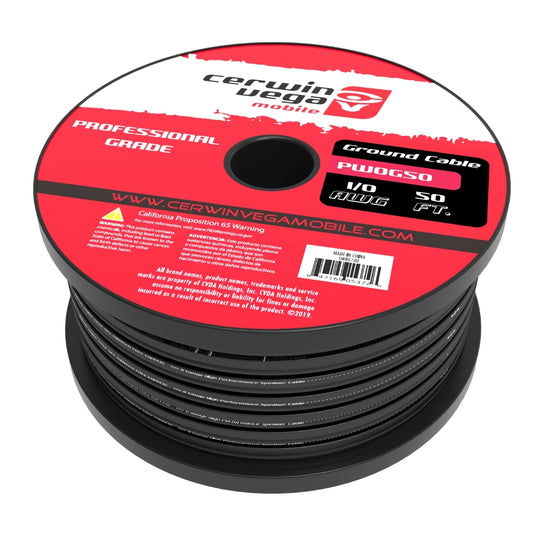 50ft 1/0 gauge OFC power wire frost red spool