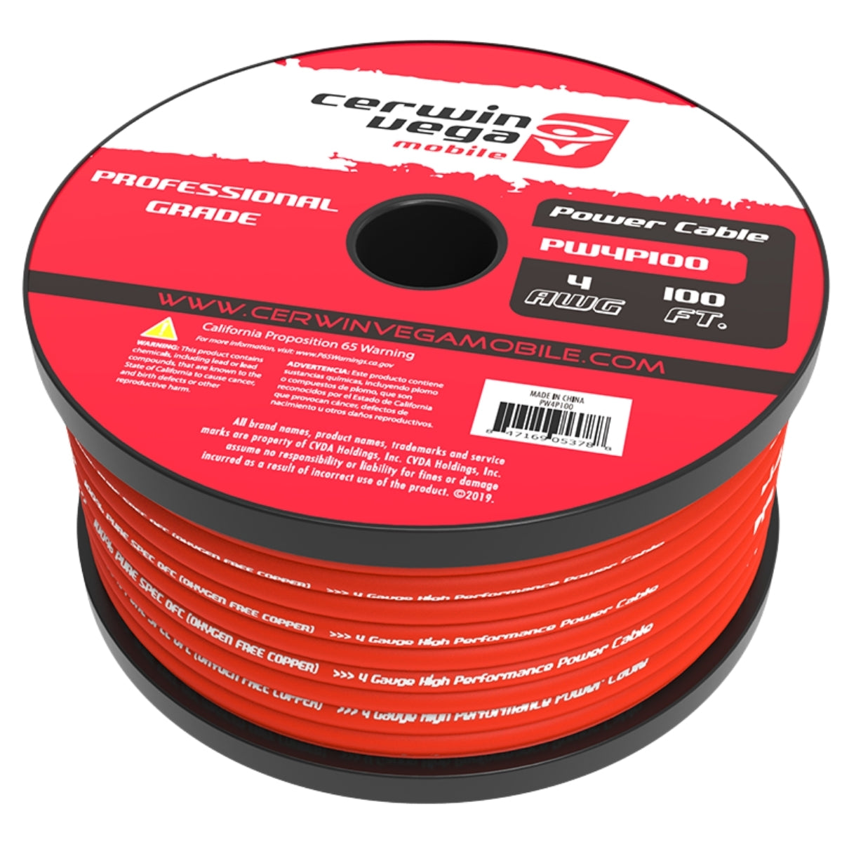 OFC 4 gauge power wire 100ft frost red