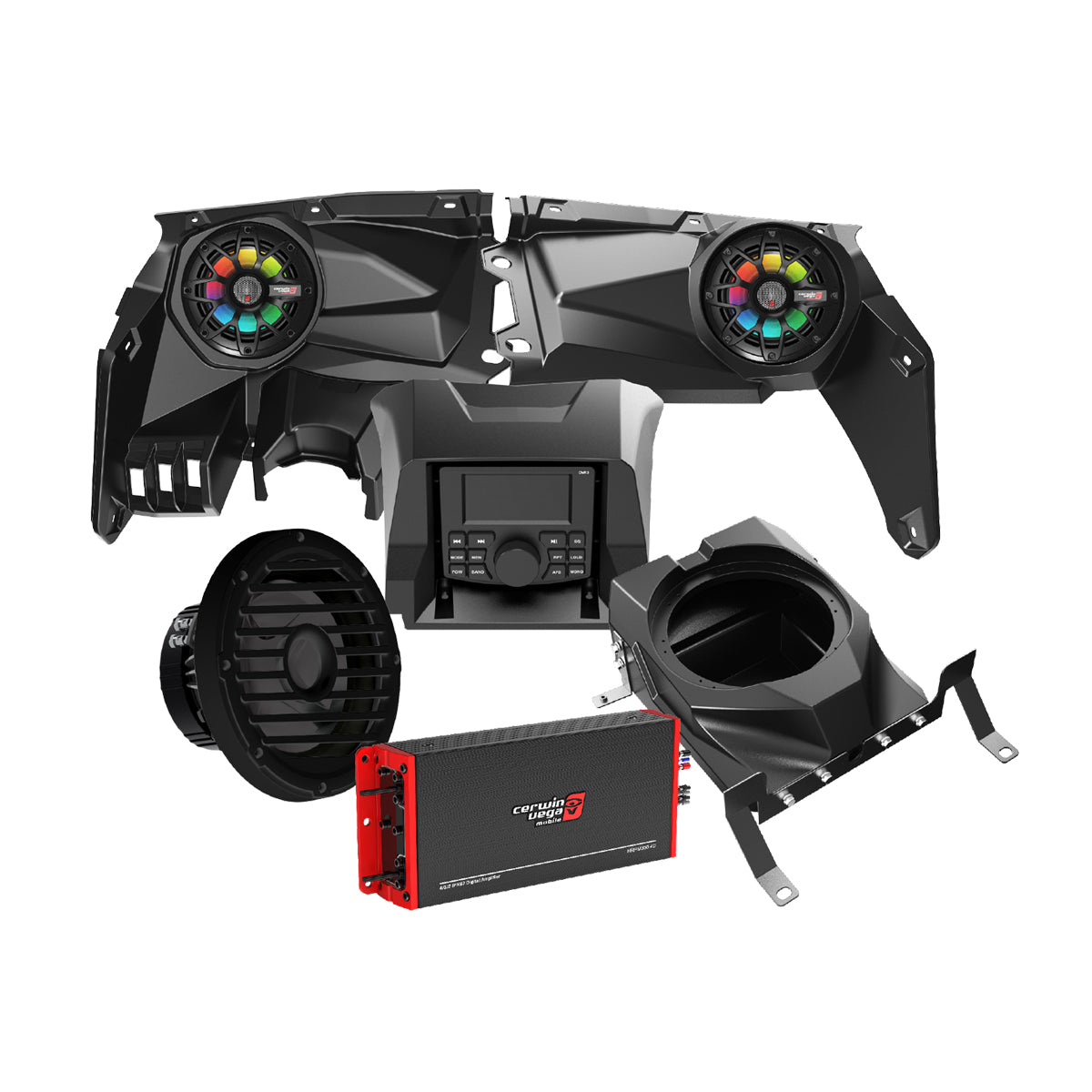 2017+ Can Am Maverick X3/X3 Max Complete Speaker Kit with 6 Channel Amplifier and 10” Sealed Marine Subwoofer