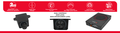 8" UNDER-SEAT BASS SOLUTION WITH VEGA BASS + 2 CHANNEL OUTPUT FOR ADDTIONAL SPEAKERS - VPAS821