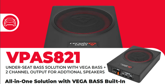 8" UNDER-SEAT BASS SOLUTION WITH VEGA BASS + 2 CHANNEL OUTPUT FOR ADDTIONAL SPEAKERS - VPAS821