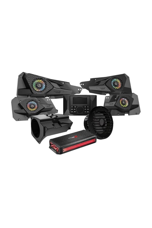 Cerwin-Vega 2014 + Razor Specific Front Speaker Kit with Media Center, 4 Channel Amplifier and 2 Channel Amplifier